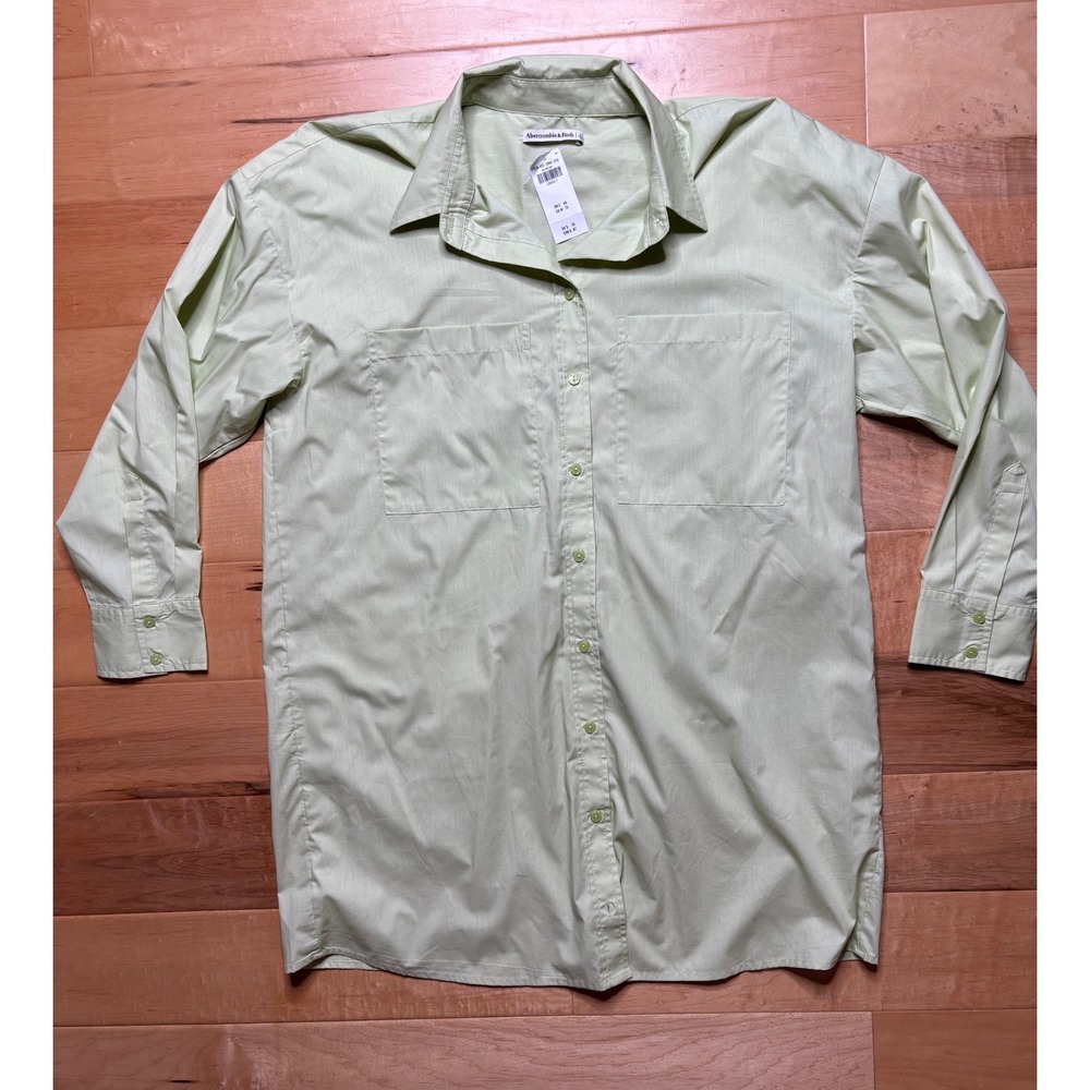Abercrombie & Fitch Button Up Shirt Womens LT Green 3/4 Sleeve
